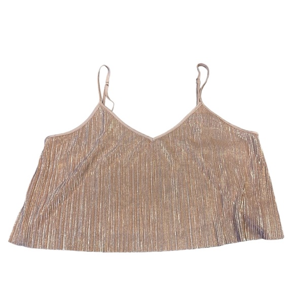 Victoria's Secret Tops - Victoria’s Secret large metallic rose gold crop tank top camisole pink shiny
